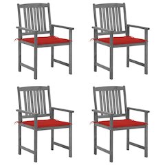 Patio Chair Set of 4 Gray Solid Acacia wood Standard