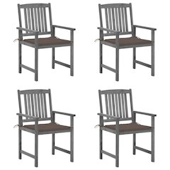 Patio Chair Set of 4 Gray Solid acacia wood with a gray wash finish