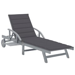 Sunlounger Gray Solid Acacia wood with gray wash finish Large