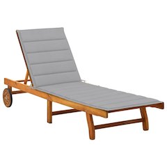 Sunlounger Wooden Solid Acacia Wood Adjustable Footrests