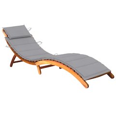 Sunlounger Wooden Solid Acacia wood Standard Foldable