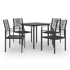 Dining Set Black Glass Medium Durable Garden Dining Set