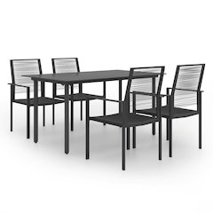 Dining Set Black Glass Standard Durable Dining Set