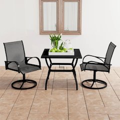 Dining Set Charcoal, Gray Powder-coated steel, Textilene Medium