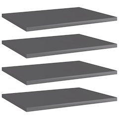 Shelf Set of 4 High gloss grey Engineered Wood Small Simple