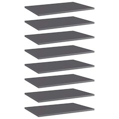 Shelf Set of 8 Glossy Gray Engineered wood 23.6 x 15.7 x 0.6 in