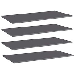 Shelf Set of 4 High gloss gray Engineered wood 39.4x19.7x0.6 in