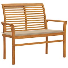 Garden Bench Beige Solid Teak wood 44.1 in Durable Garden Bench