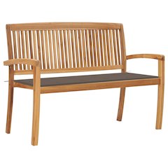 Garden Bench Teak Solid Teak wood 50.6 in Stackable