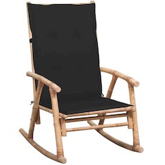 Rocking Chair Natural bamboo, Black Bamboo, 100% polyester Medium