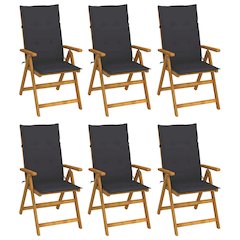 Garden Chair Set of 6 Anthracite, Brown