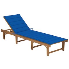 Sun Lounger Royal blue cushion with wood frame