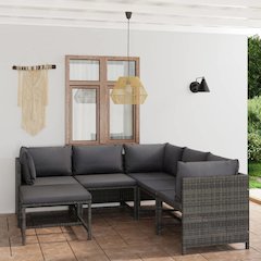 Garden Lounge Set Grey PE (polyethylene) rattan Medium Modular