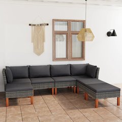 Garden Lounge Set Gray PE rattan Medium Light Weight