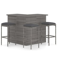 Garden Bar Set Grey Poly rattan, powder-coated steel, 100% polyester