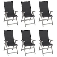vidaXL Patio Reclining Chairs 6 pcs with Cushions Solid Acacia Wood, 3065317