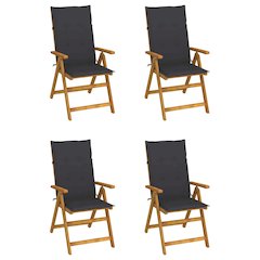 Garden Chair Set of 4 Anthracite Solid Acacia Wood Medium