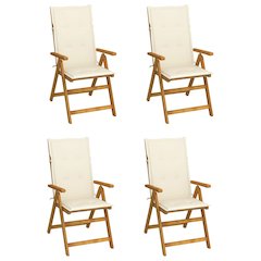 Garden Chair Set of 4 Brown Solid Acacia wood Standard Foldable