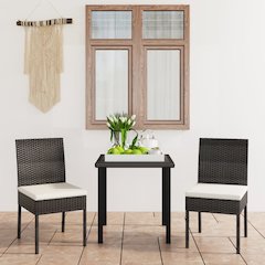 Dining Set Black, Cream