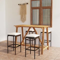 Garden Bar Set Brown Solid acacia wood 5 Piece Set Durable