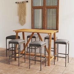 Garden Bar Set Gray and Anthracite Solid Acacia wood Large