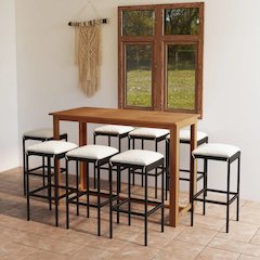 Garden Bar Set Black Solid Acacia Wood Medium Durable
