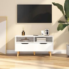 TV Cabinet High gloss white Engineered wood 35.4 x 15.7 x 19.1 in