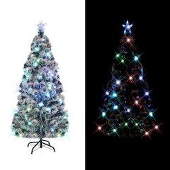 Christmas Tree Green and White Fiber optic, steel, PVC 5 ft