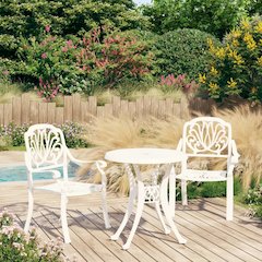 Bistro Set White Cast aluminum Medium Bistro Set Round