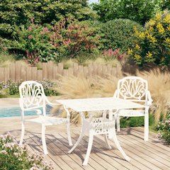 Bistro Set White Cast aluminum Standard Durable Bistro Set