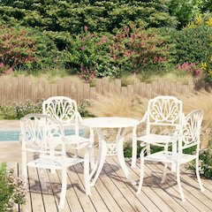 Bistro Set White Cast Aluminum Medium Durable Bistro Set