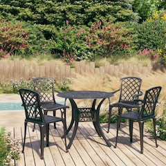 Bistro Set Black Cast Aluminum Standard Durable Bistro Set