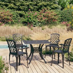 Bistro Set Black Cast Aluminum Durable Bistro Set Round