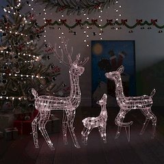 Reindeer Family Warm White Acrylic Large Reindeer Family Oblong