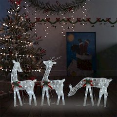 Christmas Reindeer Family 106.3"x2.8"x35.4" White Cold White Mesh
