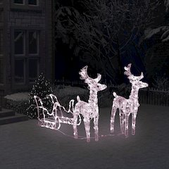 Reindeer And Sleigh Christmas Decoration Warm white