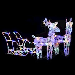 Reindeers & Sleigh Christmas Decoration 160 LEDs 51.2" Acrylic