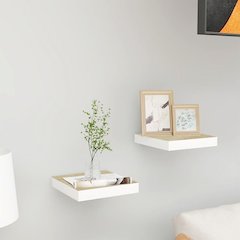 Wall Shelf Set of 2 Oak and White Honeycomb MDF, metal Small