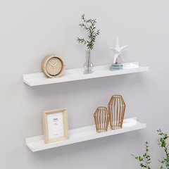 Wall Shelf Set of 2 High gloss white MDF 23.6x3.5x1.2 in