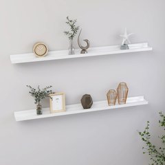 Wall Shelf Set of 2 High gloss white MDF Medium Wall mounting