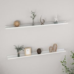 Wall Shelf Set of 2 High gloss white MDF