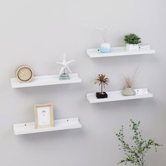 Wall Shelf Set of 4 High gloss white MDF Medium Wall mounting