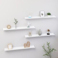 Wall Shelf Set of 4 White MDF Medium Wall mounting Wall Shelf