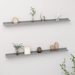 Wall Shelf Set of 2 Grey MDF 45.3 x 3.5 x 1.2 in Wall mounting
