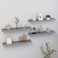 Wall Shelf Set of 4 Grey MDF 23.6 x 3.5 x 1.2 in Stylish Design