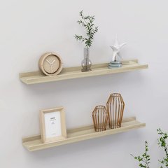 Wall Shelf Set of 2 Sonoma Oak MDF Wall Mounting Wall Shelf