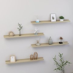 Wall Shelf Set of 4 Sonoma oak MDF 31.5 in x 3.5 in x 1.2 in