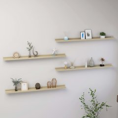 Wall Shelf Set of 4 Sonoma Oak MDF 39.4x3.5x1.2 in