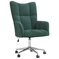 Relaxing Chair Dark Green Velvet (100% Polyester), Steel, Foam
