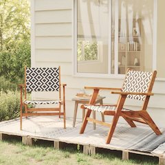 Garden Chair Brown and Black Solid Acacia wood, poly rattan
